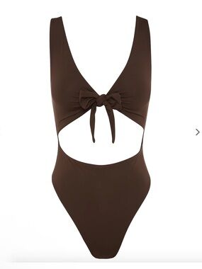 NWT MYRA Asiah Swim Brown Knot-Front Swimsuit / XS